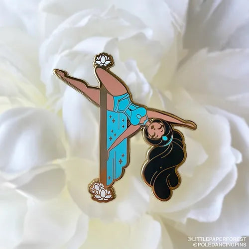 Jasmine Pole Dancing Gold Enamel Pin