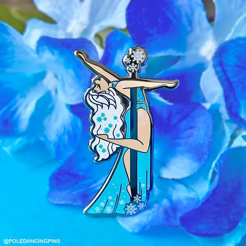 Figure Skater (White Hair) Pole Dancing Silver Enamel Pin