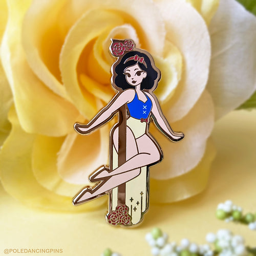 Sitting Bird Pole Dancing Gold Enamel Pin