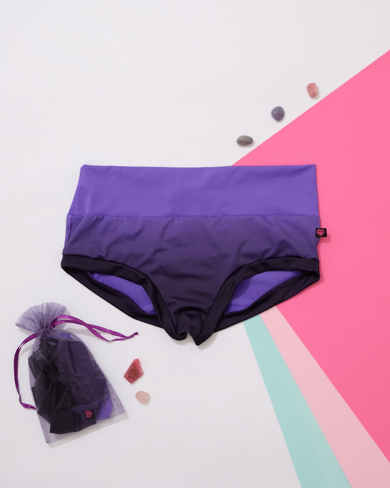 Impressions The Rainier High Waist Windbreaker Shorts in Dark Purple S / Dark-Purple